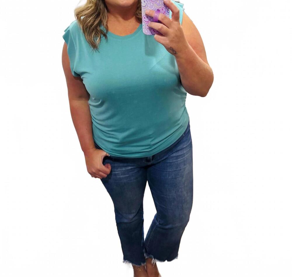 NEW ANOTHER LOVE women's alora t-shirt in meadow teal